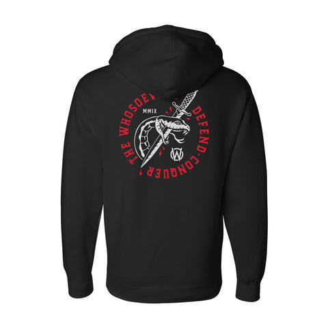Defend & Conquer Pullover Hooded Sweatshirt | Black