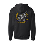Defend & Conquer Zip-Up Hooded Sweatshirt | Black