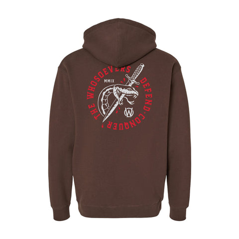 Defend & Conquer Pullover Hooded Sweatshirt | Brown